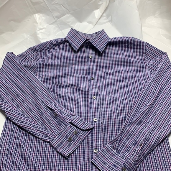 Men’s Banana Republic Blue Pink Plaid Button Down Long Sleeve Shirt Size M - Picture 1 of 5